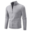 Men's knitted jacket with modern high collar and functional zipper