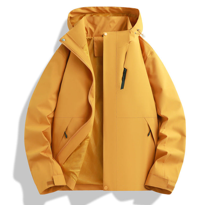 Functional waterproof jacket for men with adjustable hood collar Lune London