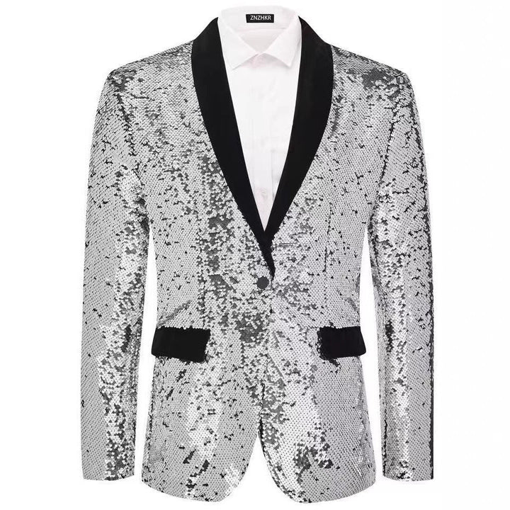 Veste de smoking pour hommes avec paillettes brillantes et col en satin élégant Lune London