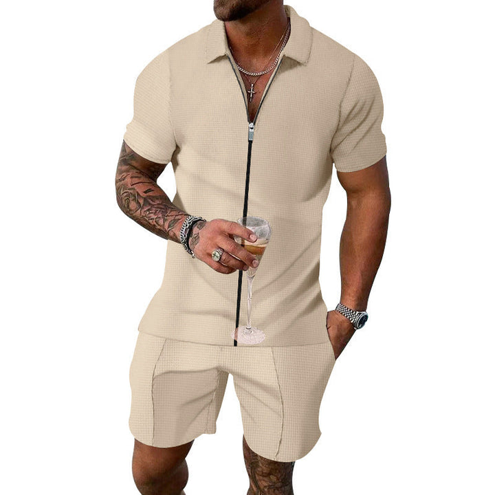 Men's short sleeve suit trendy in structured cotton Lune London