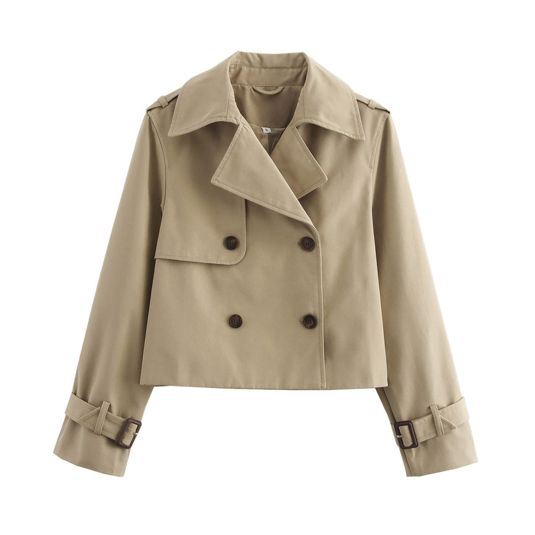 Lune London double-breasted short trench coat for women