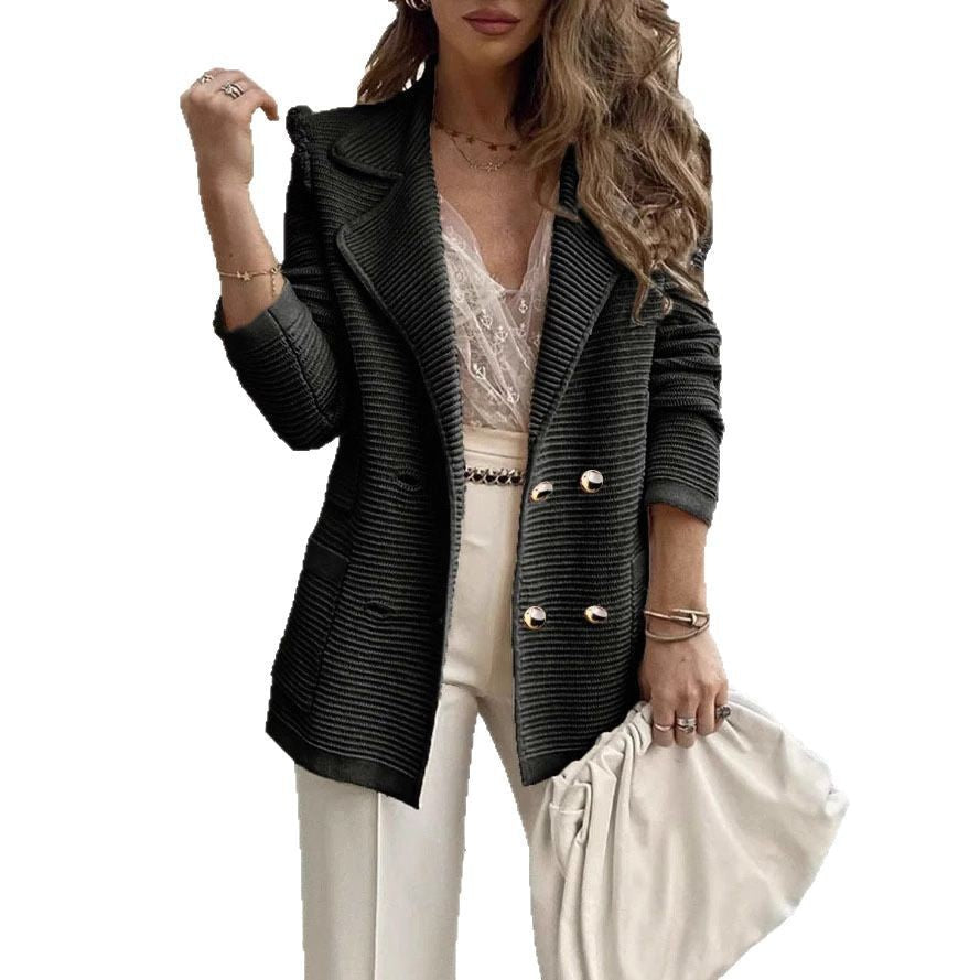 Tailored knitted jacket for women with double-breasted buttons Lune London