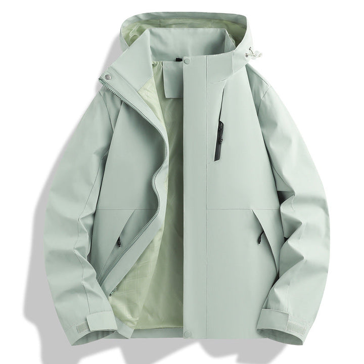 Functional waterproof jacket for men with adjustable hood collar Lune London