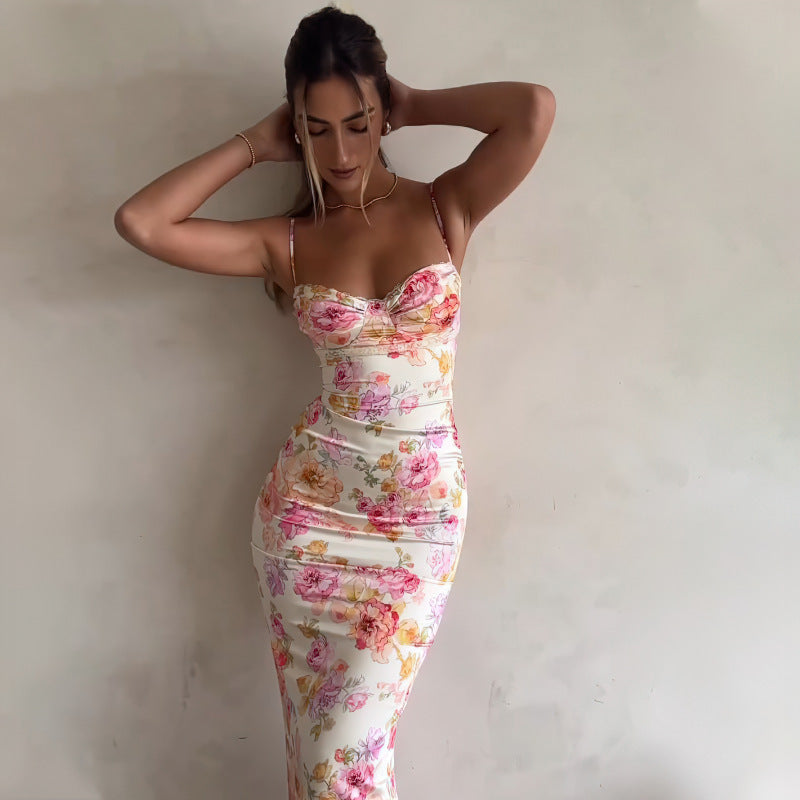 Lune London floral strapless bodycon dress