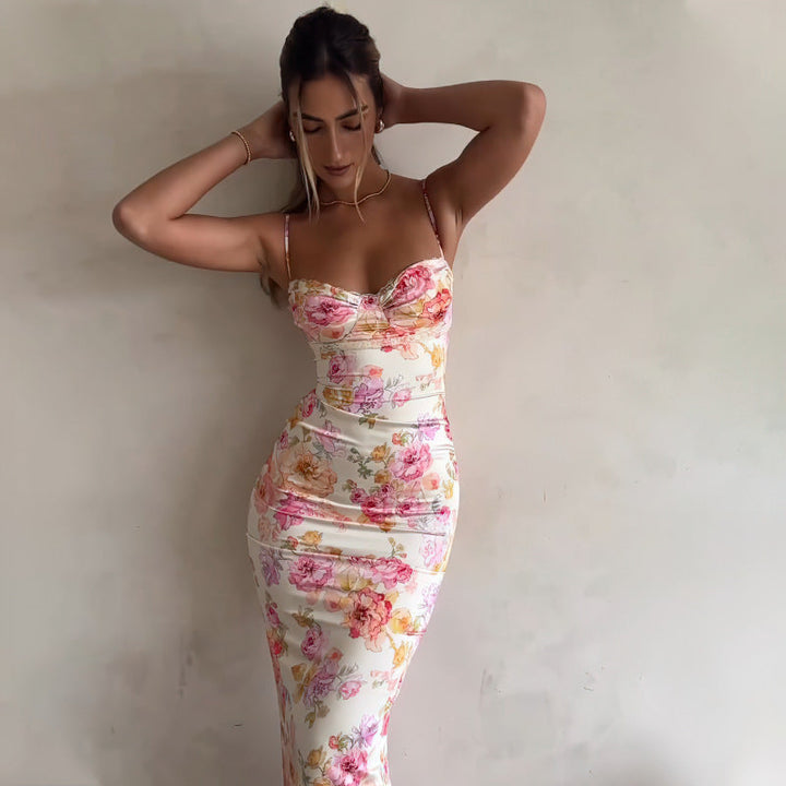 Lune London floral strapless bodycon dress