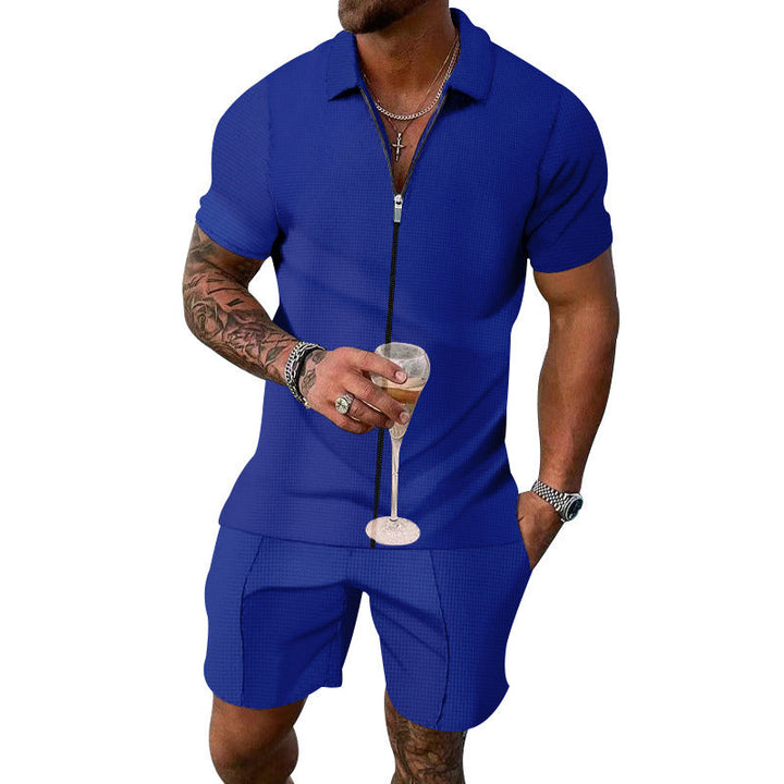 Men's short sleeve suit trendy in structured cotton Lune London