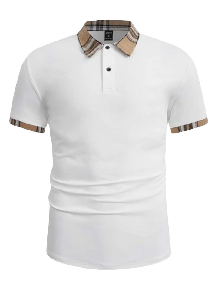 Men's Casual Polished Polo with Checkered Collar Lune London
