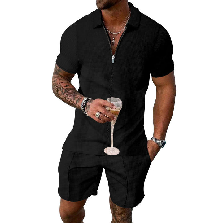 Men's short sleeve suit trendy in structured cotton Lune London
