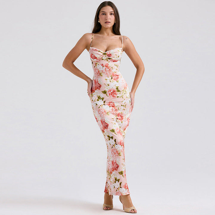 Chic and Stylish Floral Satin Maxi Dress for Women