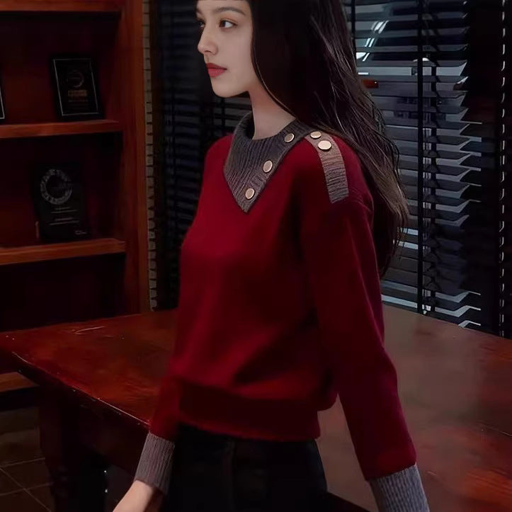 Pull en piqué pour femme avec détails en boutons Chic & Stil