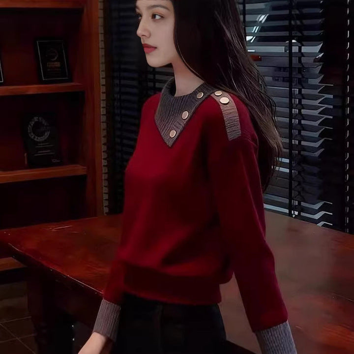Pull en piqué pour femme avec détails en boutons Chic & Stil
