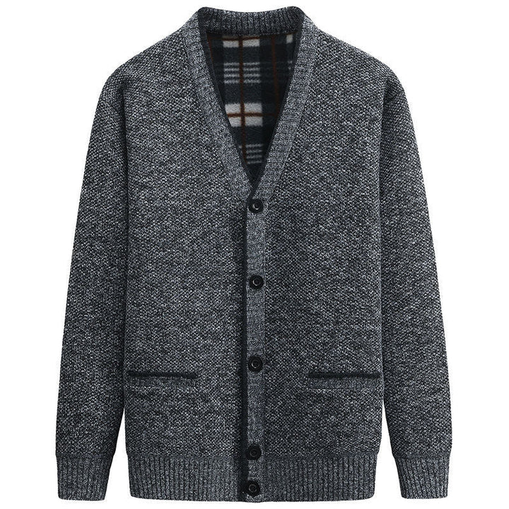 Men's elegant cardigan with V-neck and affectionate details Lune London