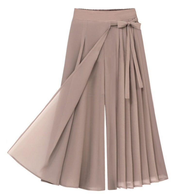 Ladies Pleated Skirt with Waistband and Elegant Draping