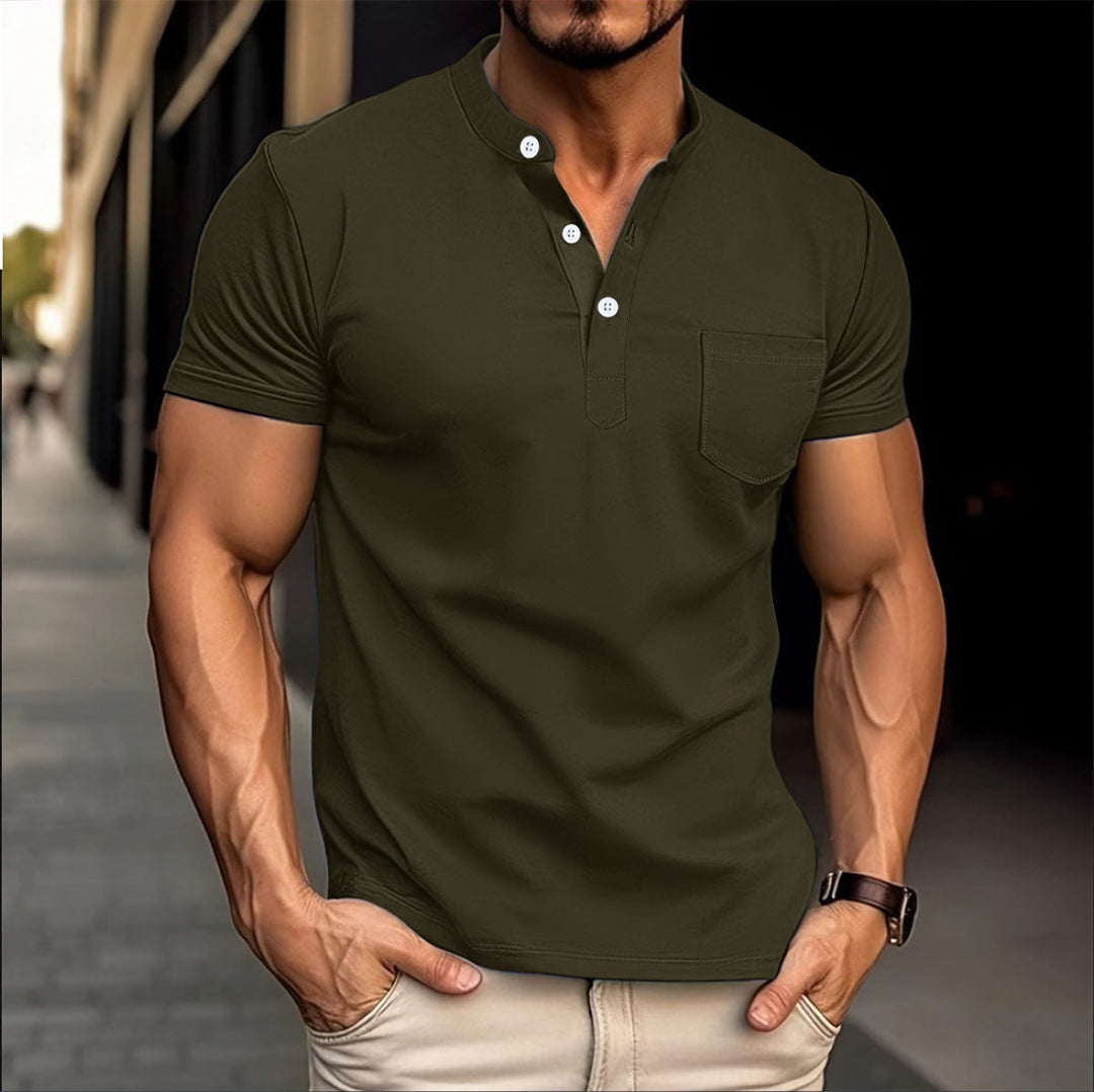Men's polo with a modern collar and Lune London button details