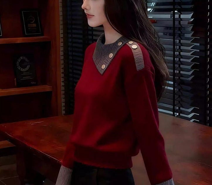 Pull en piqué pour femme avec détails en boutons Chic & Stil