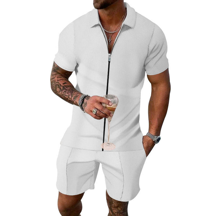 Men's short sleeve suit trendy in structured cotton Lune London