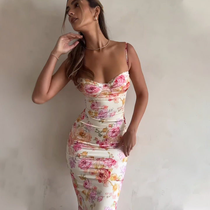 Lune London floral strapless bodycon dress