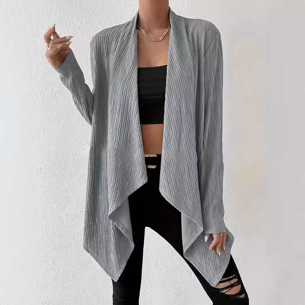 Women’s casual knitted jacket with structured design and open front Lune London