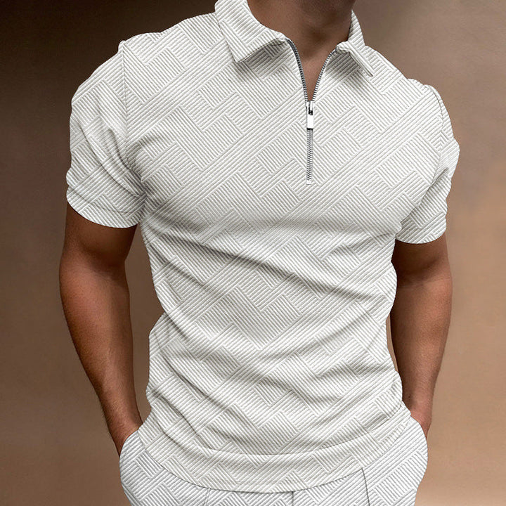 Men's zip polo short sleeves textured Lune London