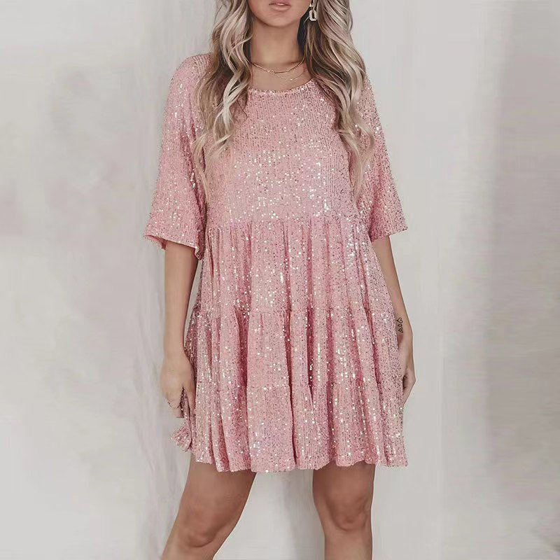 Sparkling mini dress for women with sequins and loose fit Lune London