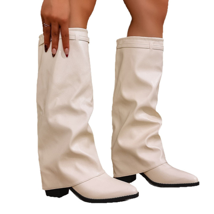 Ladies Elegant Ankle Height Boot in Soft Synthetic Leather with Trendy Pleated Design Lune London