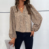 Blouse for women with puff sleeves and a modern leopard print