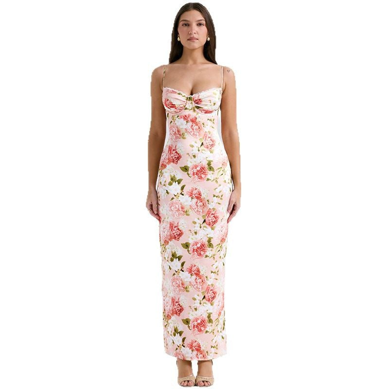 Chic and Stylish Floral Satin Maxi Dress for Women