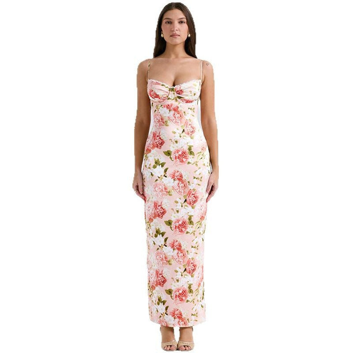 Chic and Stylish Floral Satin Maxi Dress for Women