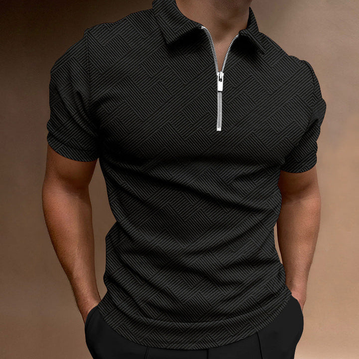 Men's zip polo short sleeves textured Lune London