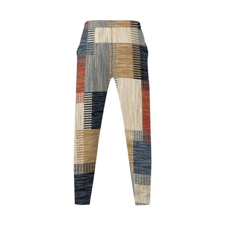 Trendy carrot pants for men with graphic patchwork pattern Lune London
