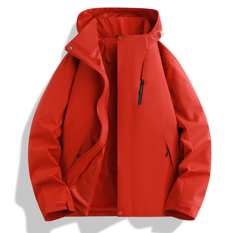 Functional waterproof jacket for men with adjustable hood collar Lune London