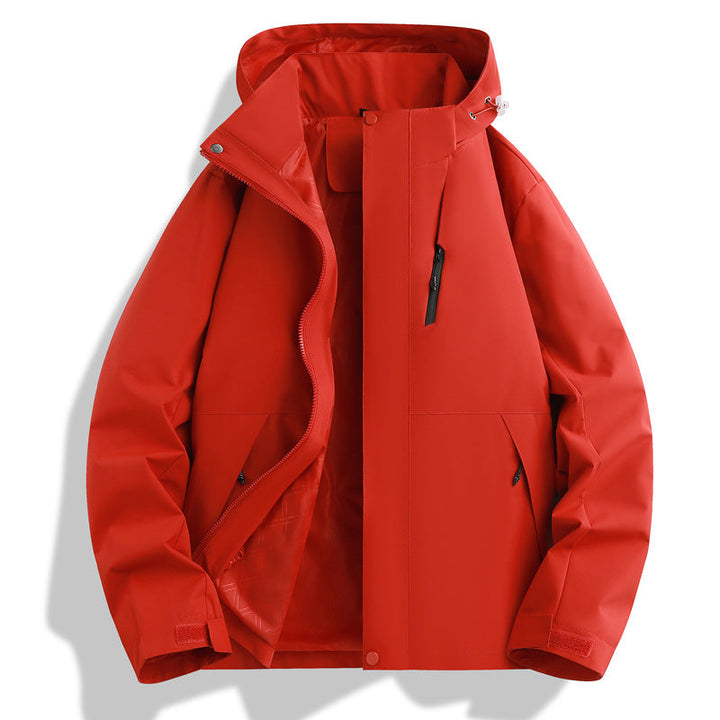Functional waterproof jacket for men with adjustable hood collar Lune London