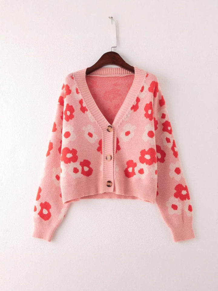 Women's cardigan with floral pattern and button details Lune London