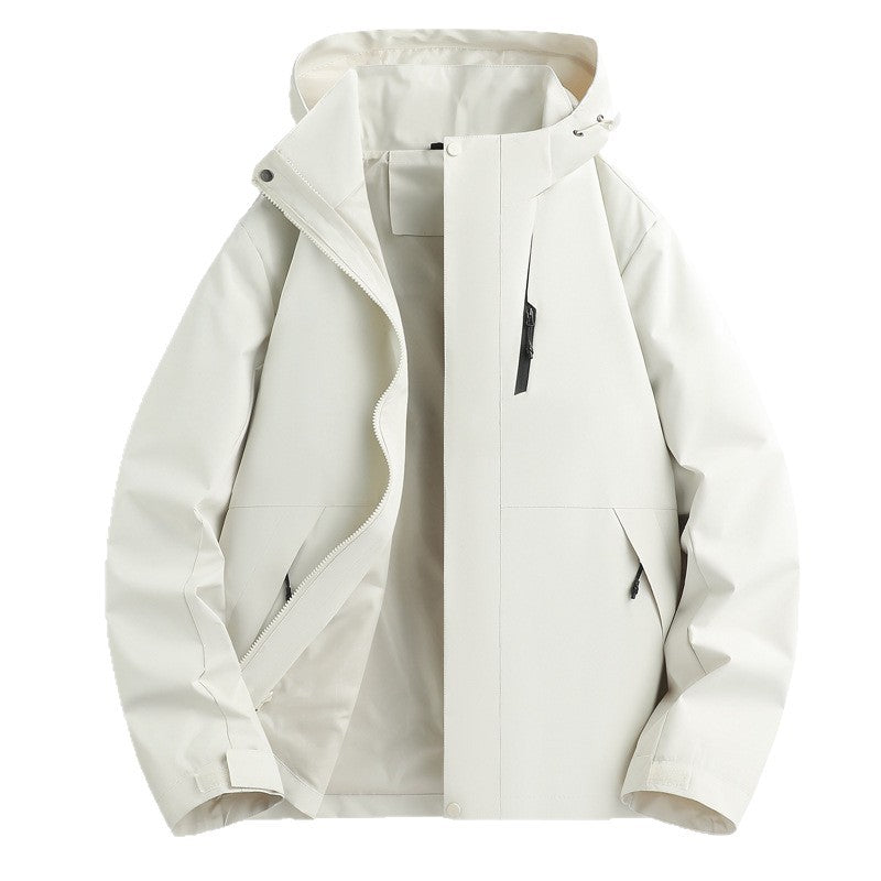 Functional waterproof jacket for men with adjustable hood collar Lune London