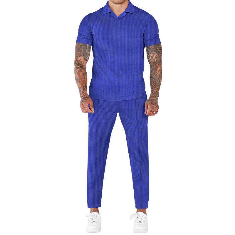 Modern men short sleeve structured fabric set Lune London