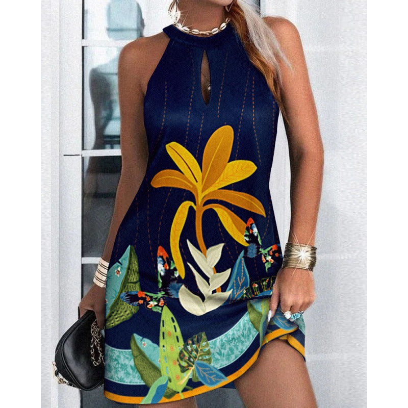 Halter neck shift dress for women with a striking striped pattern Lune London