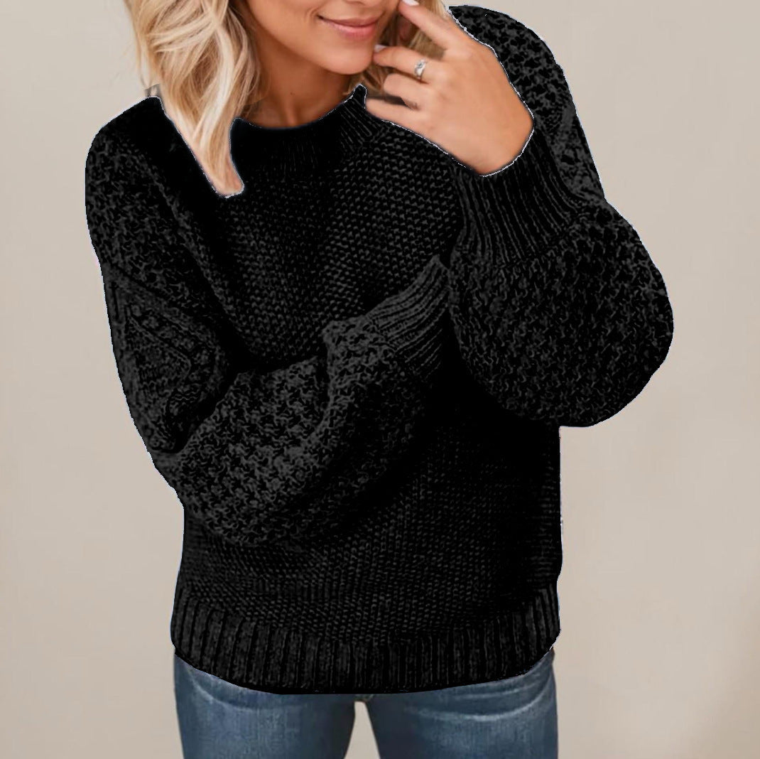 Thick knitted sweater for women with voluminous sleeves and a unique texture Chic und Stil