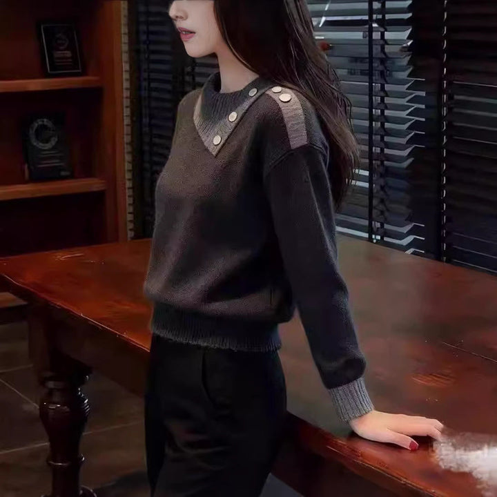 Pull en piqué pour femme avec détails en boutons Chic & Stil
