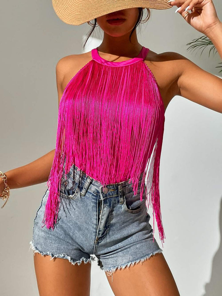 Women's Top with Fringe and Halterneck Design Chic und Stil