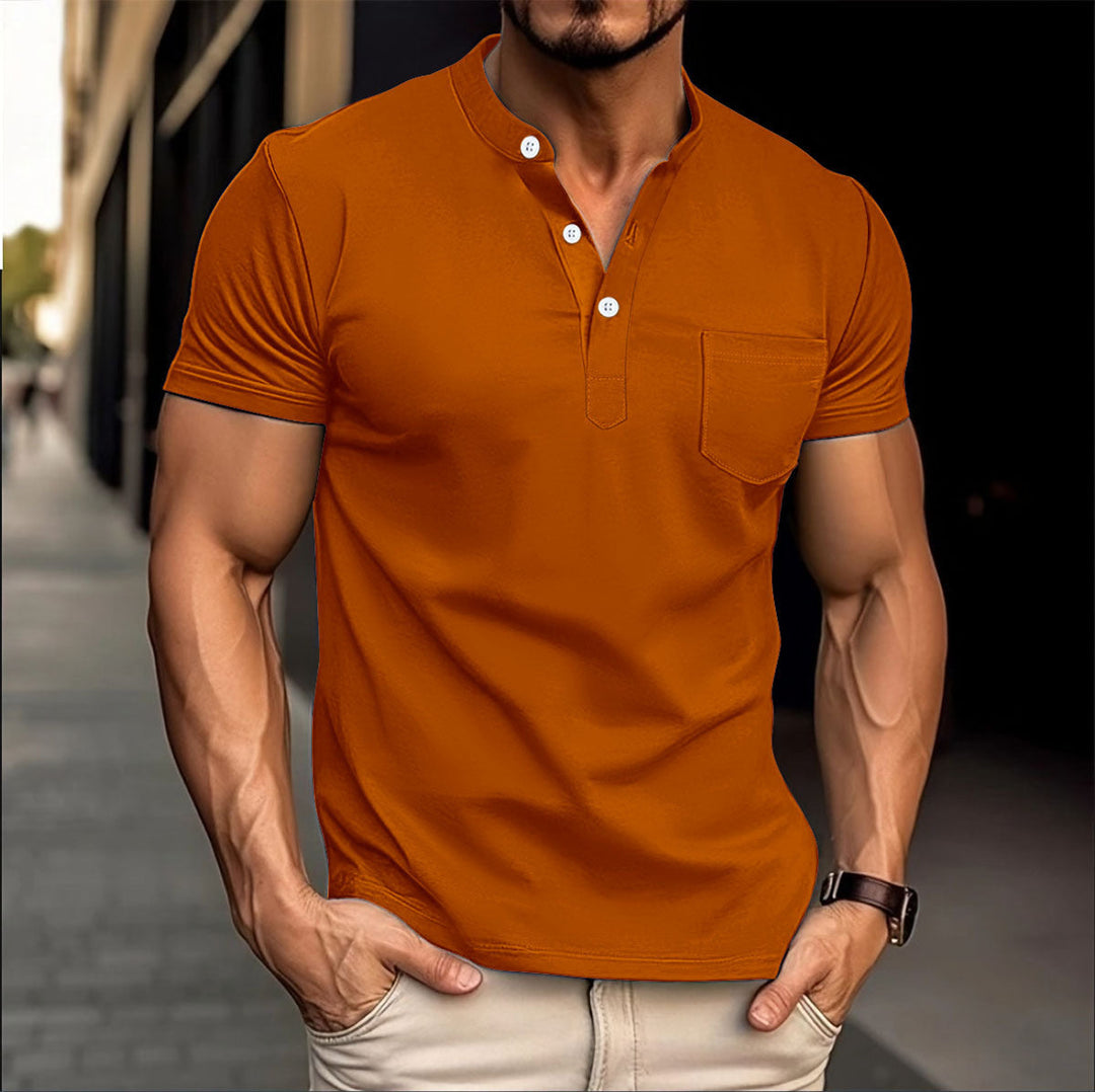 Men's polo with a modern collar and Lune London button details