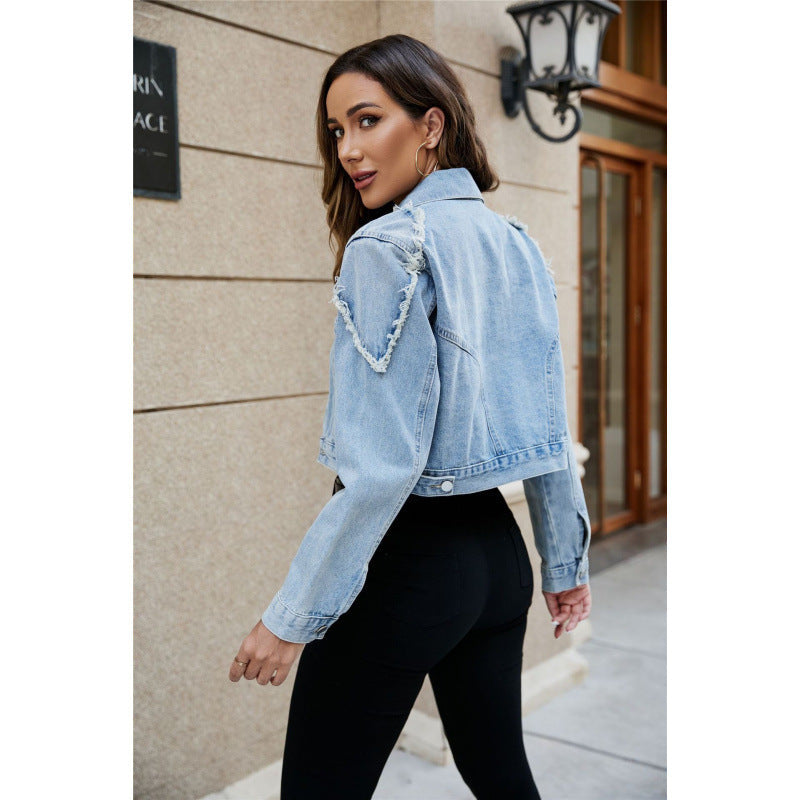Veste en jean raccourcie pour femmes Chic & Stil