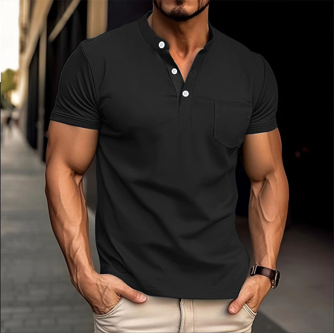 Men's polo with a modern collar and Lune London button details