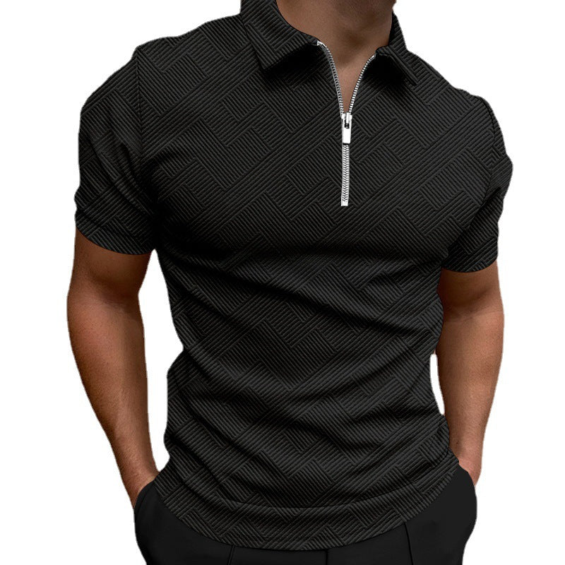 Men's zip polo short sleeves textured Lune London