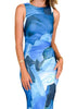 Women's maxi dress with modern wave pattern
