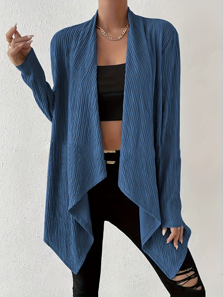 Women’s casual knitted jacket with structured design and open front Lune London