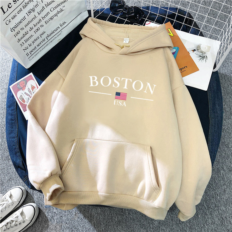 Women's hoodie with Boston print Chic & Stil