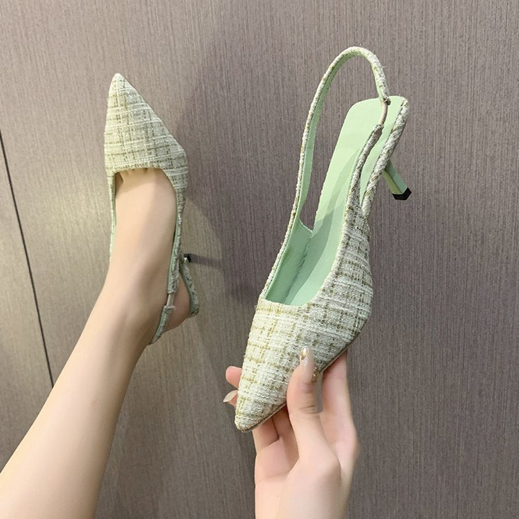 Women's Slingback Pumps with Elegant Fabric Mix and Fashionable Heel Chic und Stil