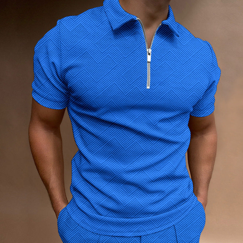 Men's zip polo short sleeves textured Lune London