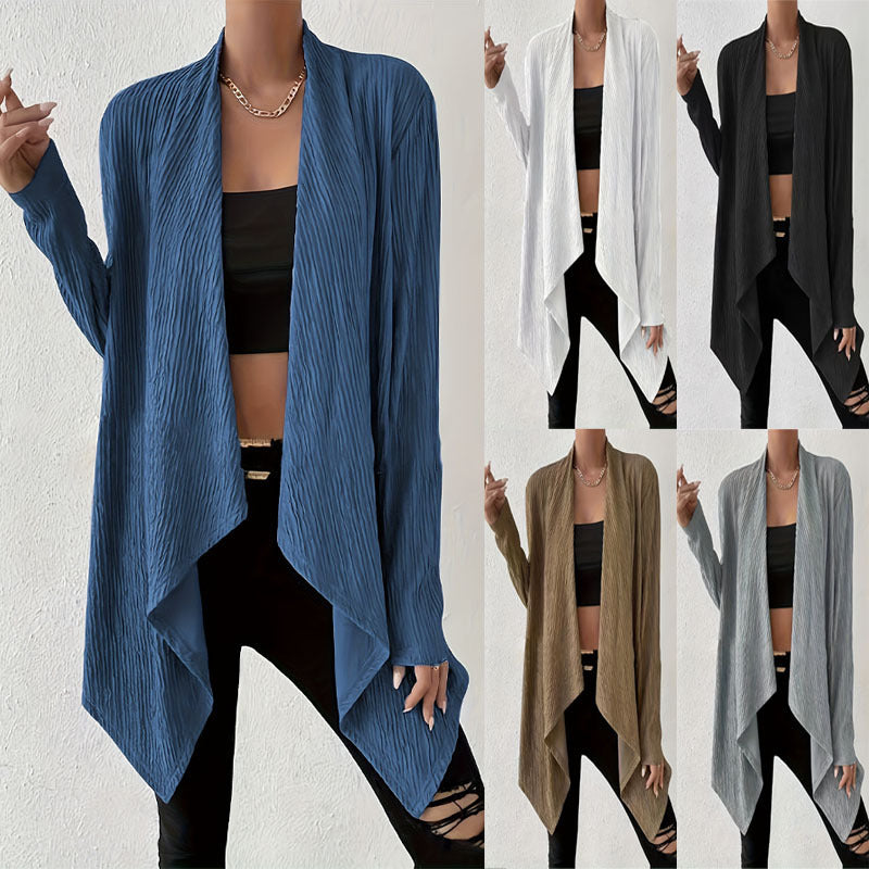 Women’s casual knitted jacket with structured design and open front Lune London