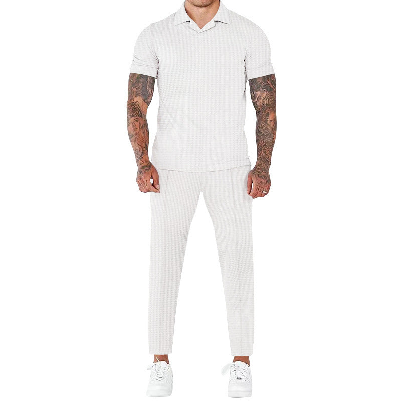 Modern men short sleeve structured fabric set Lune London